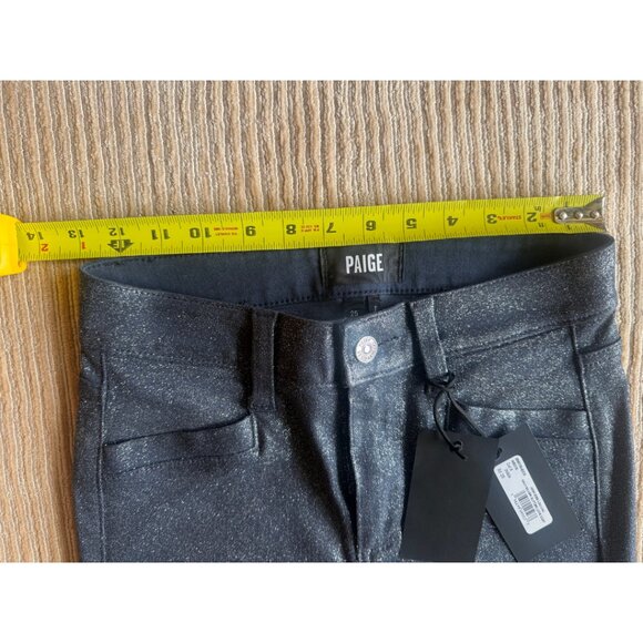 PAIGE Lou Lou Glitter Coated Flare Jeans 25 NWT - Picture 7 of 11